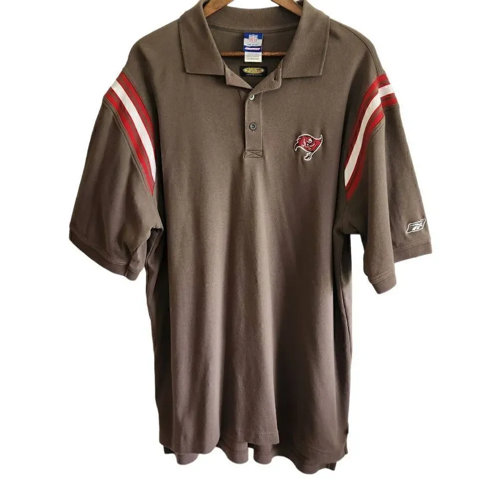 Tampa Bay Buccaneers Shirt Mens XL Polo NFL Short Sleeve Football Buccs Brown Re